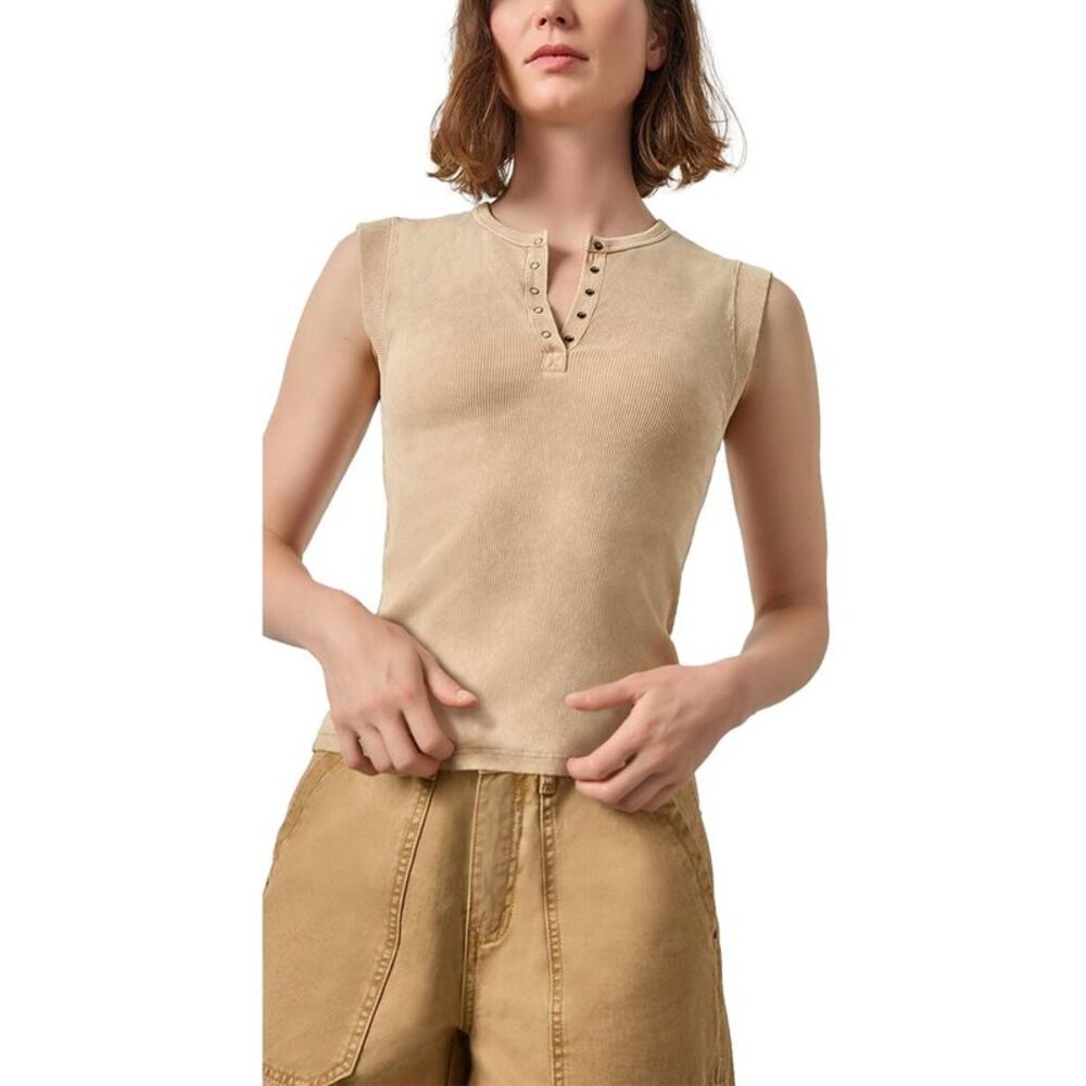 Lilla P Womens Sunwashed Cap Sleeve Henley